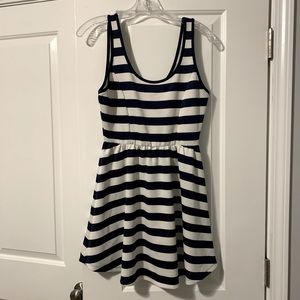 Navy and white striped dress